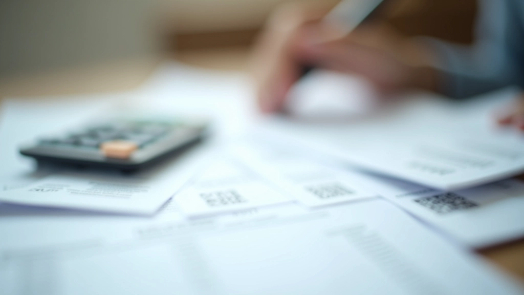 Nahaufnahme einer Nebenkostenabrechnung mit Stift und Taschenrechner auf Schreibtisch